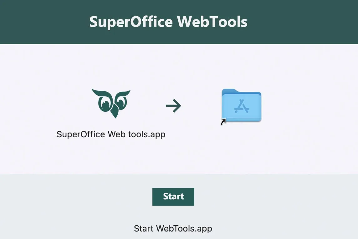 Drag and drop the SuperOffice icon to the Applications folder -screenshot