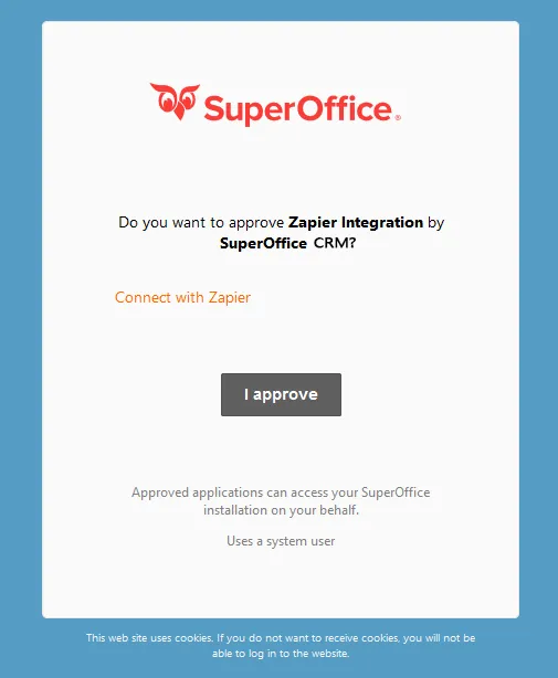 Connect Zapier to SuperOffice -screenshot